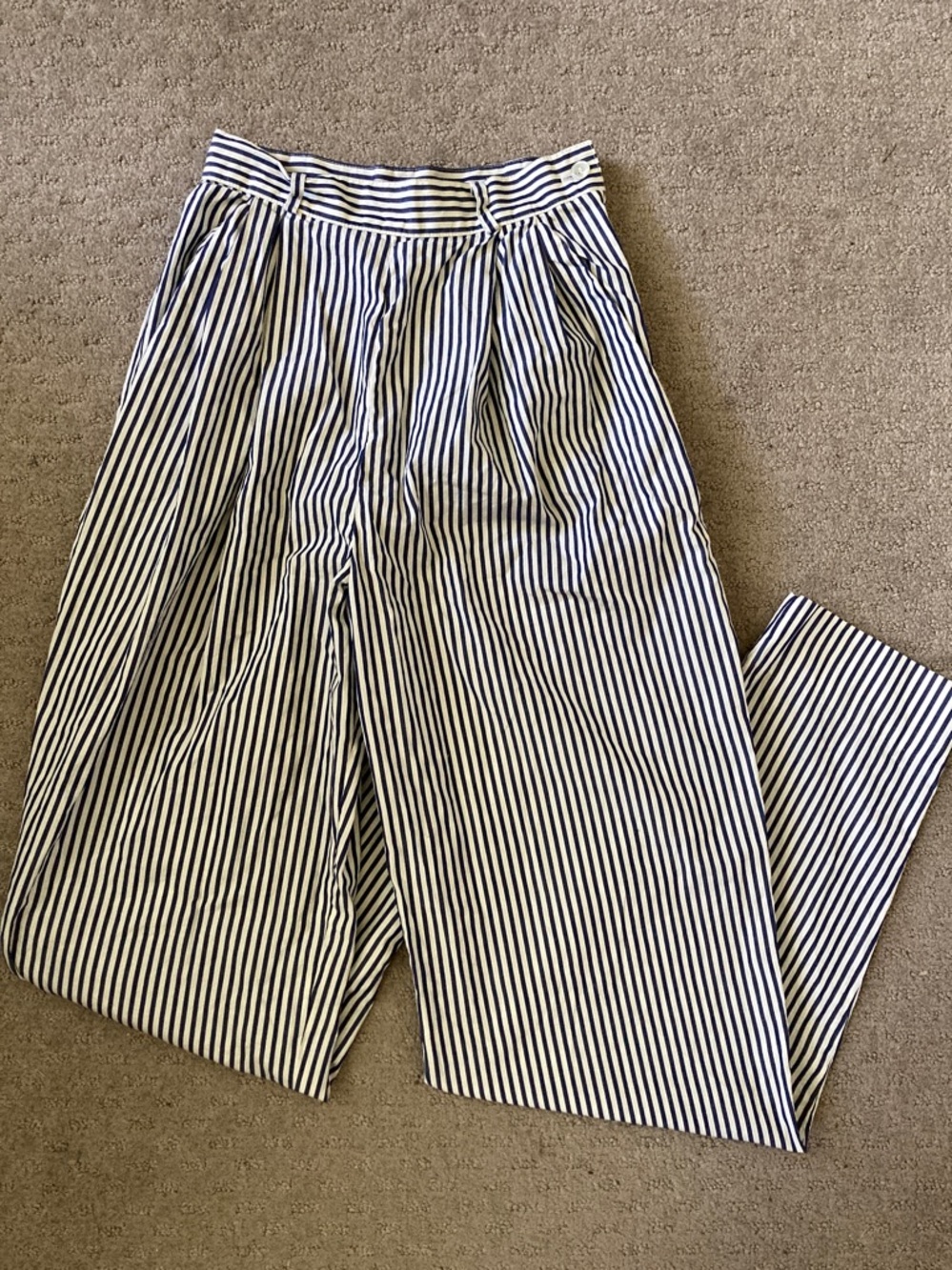 VTG Michael Kors navy striped trousers, Sz 2 (Vintage).